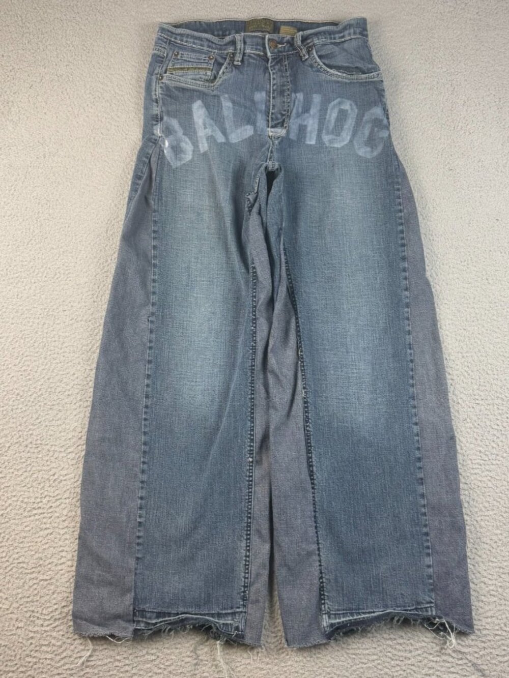 Men's Homemade Wide‎ Leg Skater Jeans Mens 30x31 Urban Star Blue Denim Punk Goth